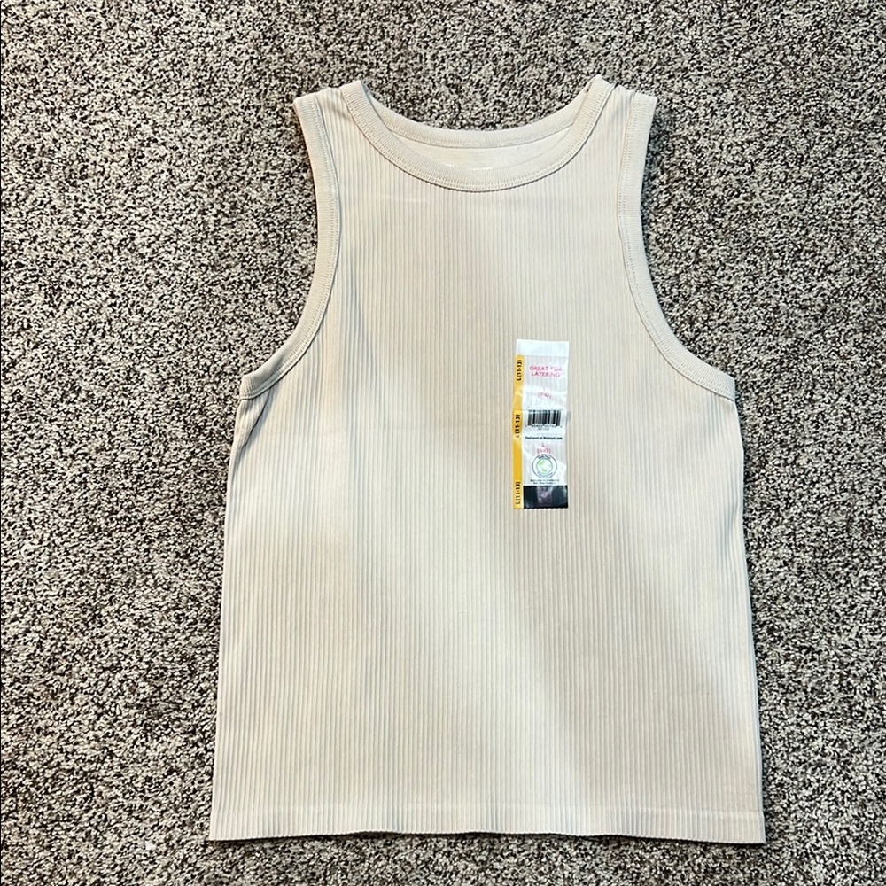 Beige Ribbed Tank Top